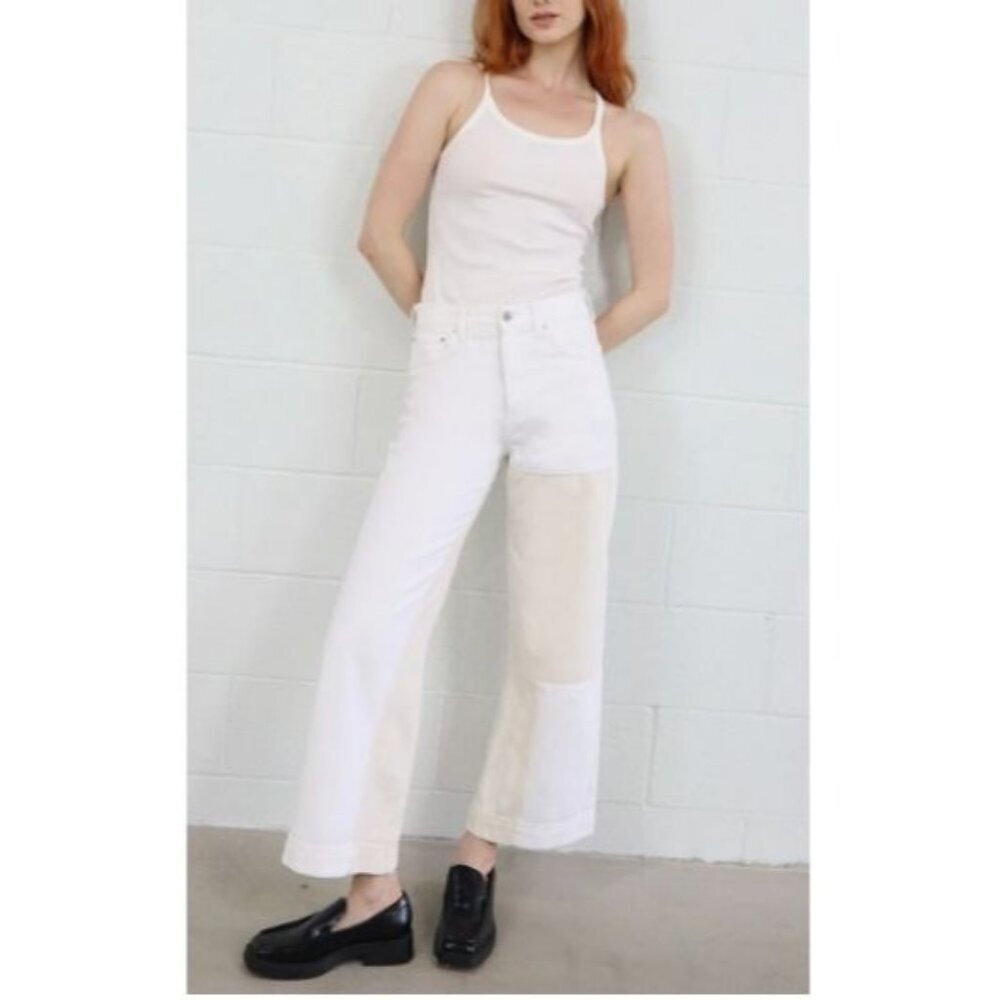 Etica Denim Women's White Ew148111r Wide-Leg Jeans Devon Rework Size 28 (A-2)